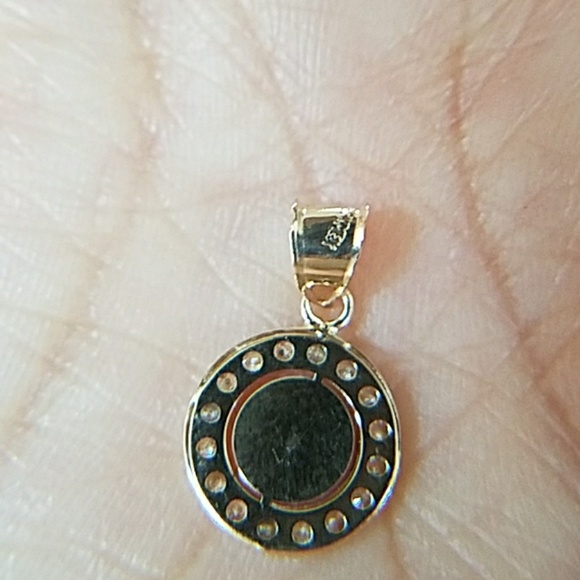 14k Yellow Solid Gold Round Evil Eye Pendant - Picture 5 of 9